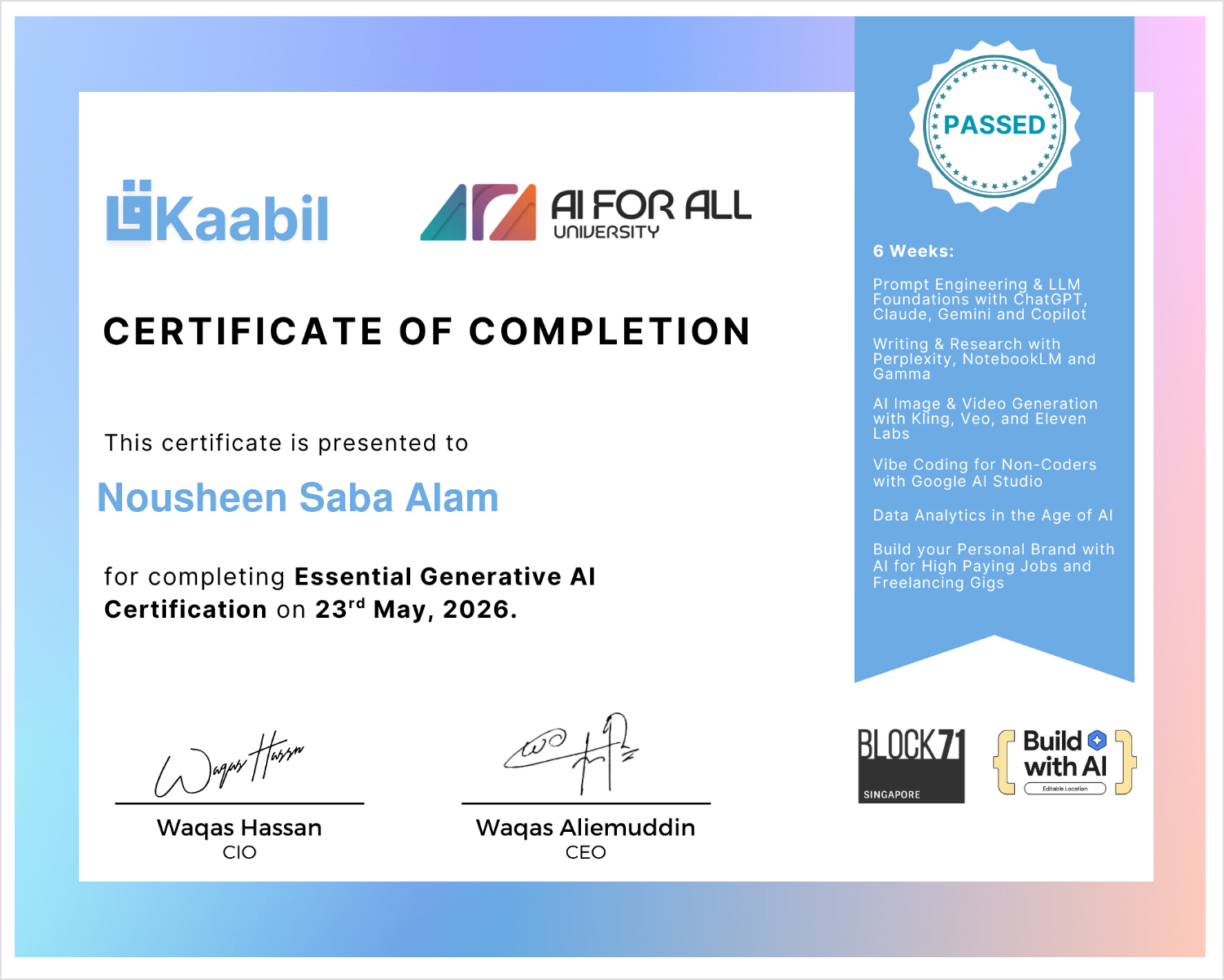 Kaabil Essential Generative AI Certification